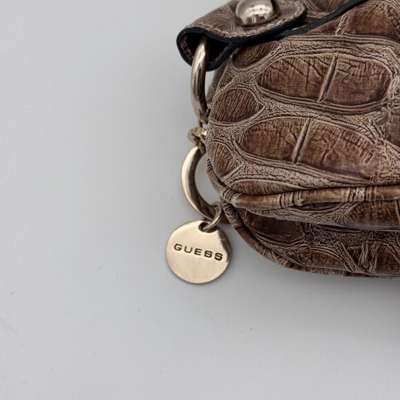 Guess Y2K Baguette Shoulder Bag Faux Patent Leather Croc Stud Purse Vintage - Picture 6 of 16